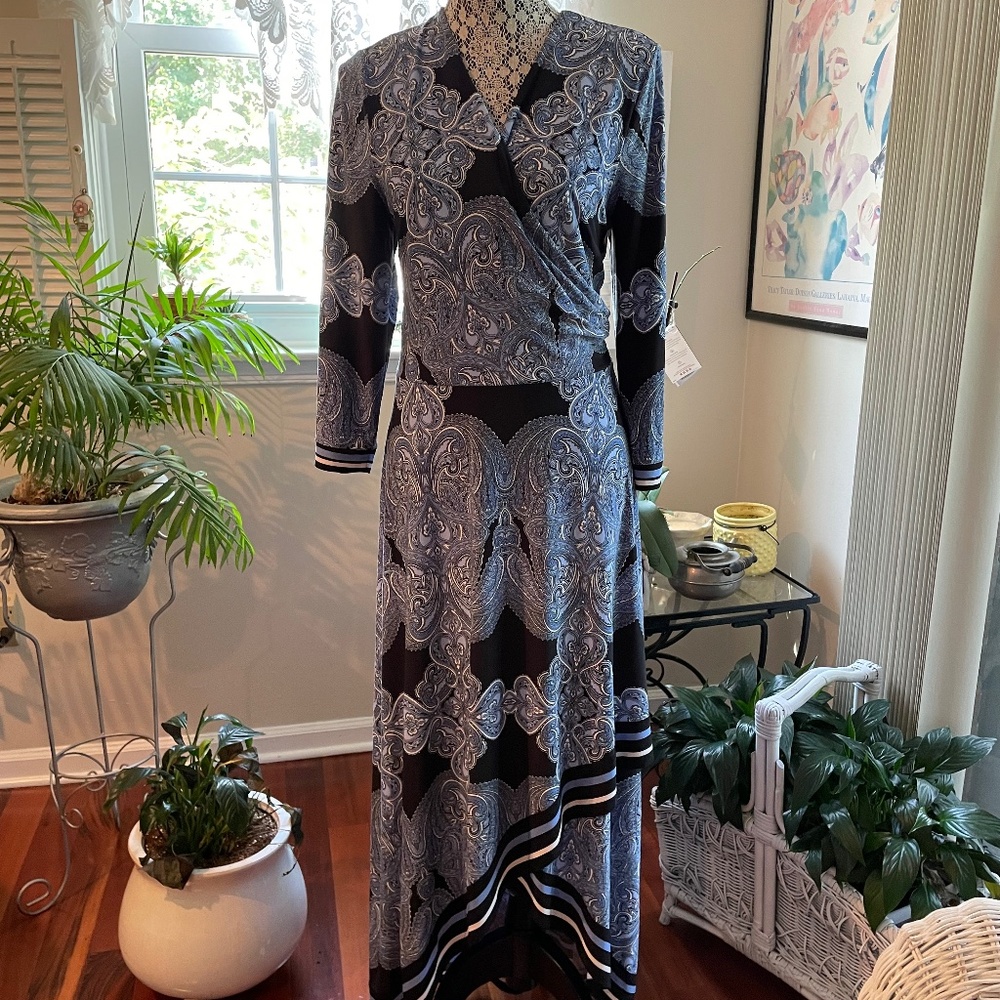 High Low Blue paisley print dress